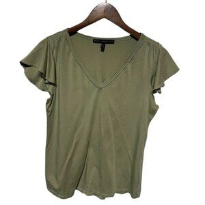 White House Black Market Ruffle Sleeve Top Green Size Small